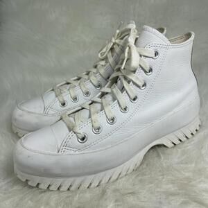 Converse Women's Sz9, men’s7 Chuck Taylor All Star White Leather Lugged Sneakers